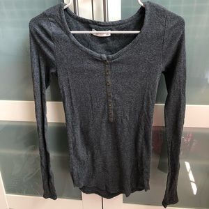 Abercrombie Fitch Gray Ribbed Long Sleeve Shirt